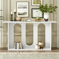 thumbnail image 2 of Euroco Curved Console Table with Open Storage Shelf, 54" Wood Sofa Table Narrow Entryway Table for Hallway,Living Room, Foyer,White, 2 of 6