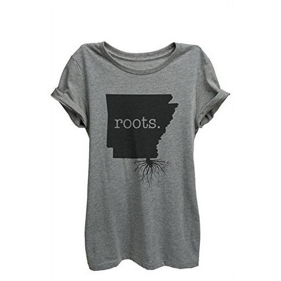 Home Roots State Arkansas Womens Relaxed T-Shirt Tee Heather Grey - 2XL