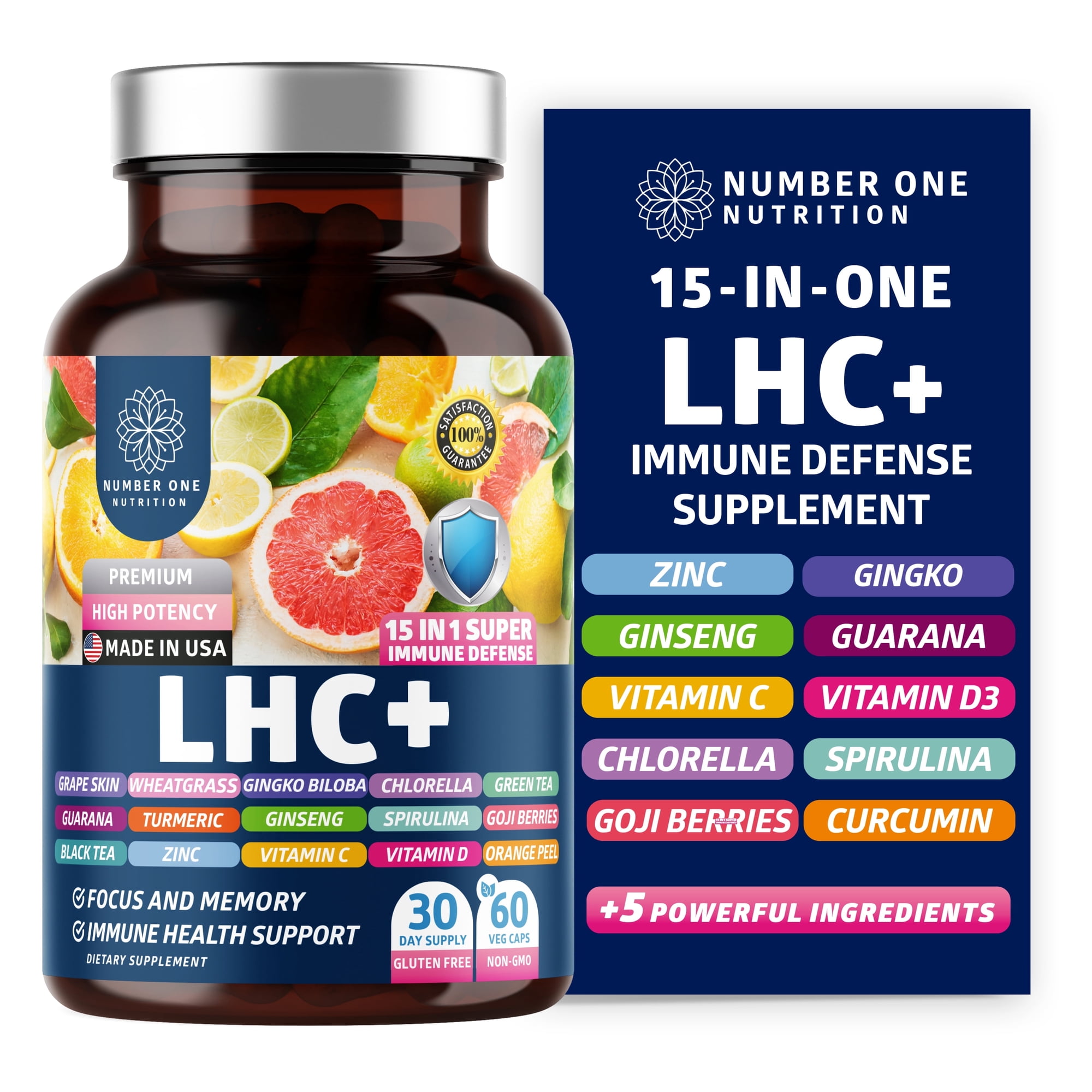 N1N Premium LHC+ 15-in-1 Immune Support Supplement, 60 Veg Caps
