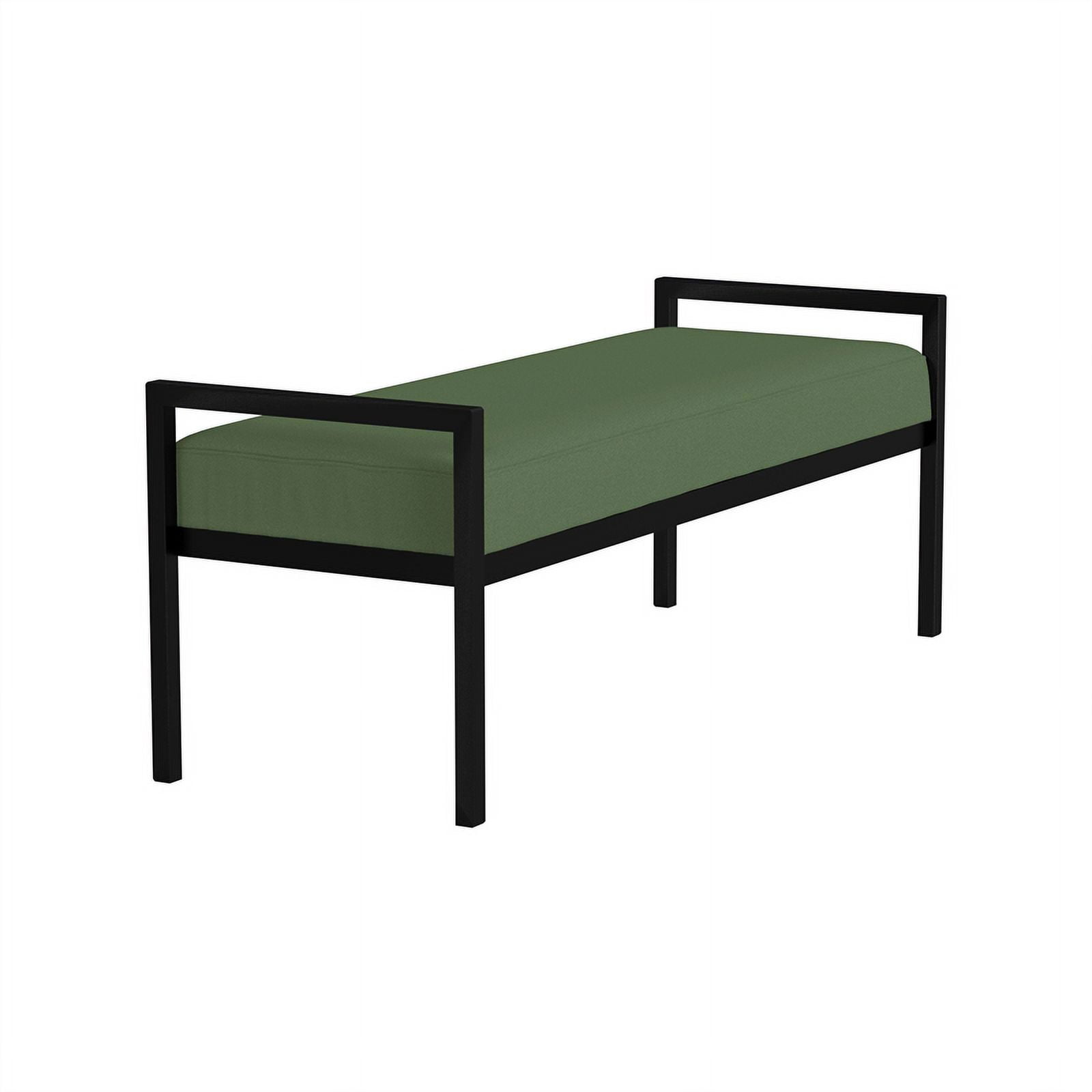 HomePop Modern Metal & Velvet Bench, 49.5"W x 17.25"D x 19"H, Loden Green/Black
