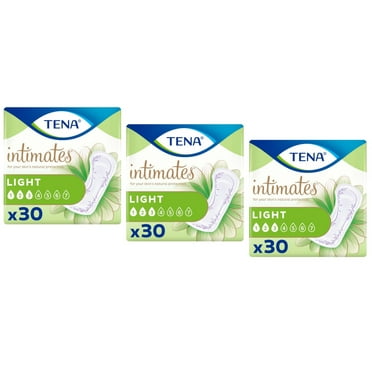 Tena Intimates Light Ultra Thin Incontinence Pads For Women, 30 Count - Pack of 3