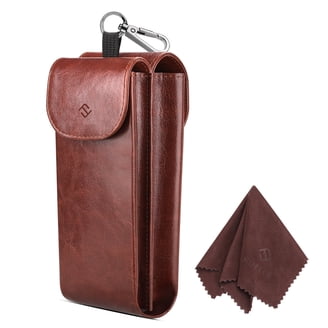 8 Pack Squeeze Top Sunglass Pouch - Portable Leather Soft 