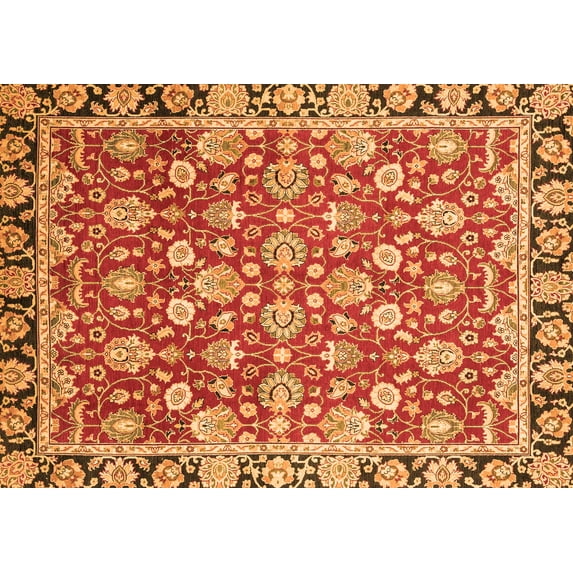 Ahgly Company Indoor Rectangle Oriental Orange Modern Area Rugs, 7' x 9'