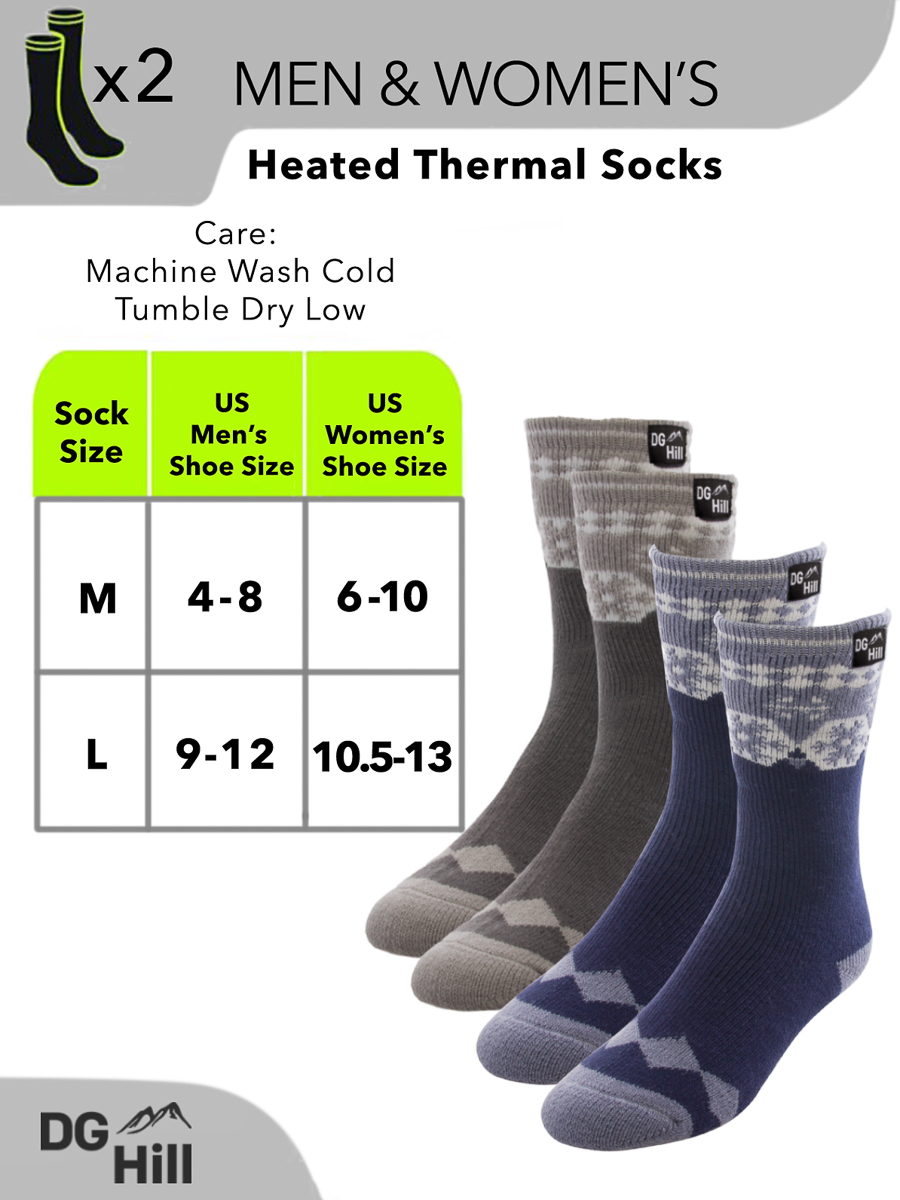 DG Hill Thermal Socks For Men, Heat Trapping Thick Thermal Insulated Winter Crew Socks, 2 Pack - image 4 of 9