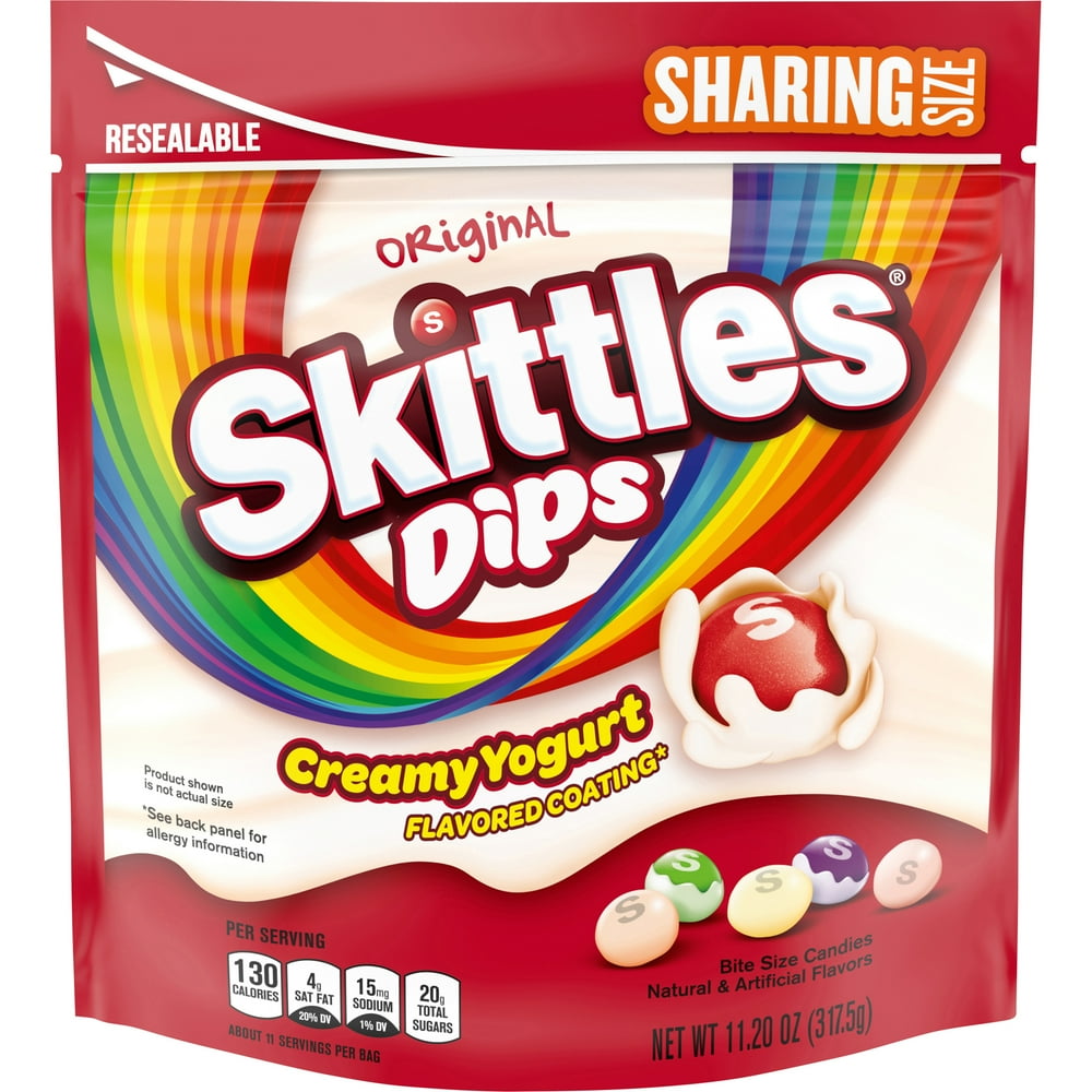 Skittles Dips Yogurt Coated Chewy Candy Sharing Size Bag, 11.2 oz