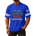 thumbnail image 2 of Zimjoy 250 Years of Freedom Men's Patriotic Cotton V Neck Jersey T-Shirt 1776-2026 America Striped Short Sleeve Tee for 4th of July Casual Sports Blue S, 2 of 5