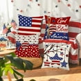 thumbnail image 2 of God Bless America 4th of July Decorative Throw Pillow Cover 18x18 Inch Set of 4 Navy Red Stars and Stripes Summer Farmhouse Holiday Independence Memorial Day Cushion Case for Home, 2 of 6