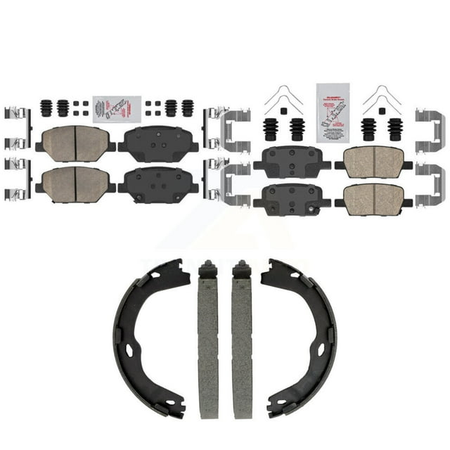 Transit Auto Front Rear Ceramic Disc Brake Pads and Parking Shoes Kit for Car Chevrolet Camaro Without Brembo Calipers KNN-101564
