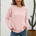 thumbnail image 2 of Fgnfyis Women Pullover Solid Color Long Sleeve Large Round Neck Sweater for Casual Wear Pink L, 2 of 9