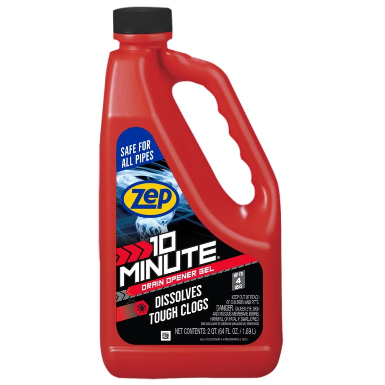 Zep Commercial Strength Drain Opener Gel, Safe for All Pipes, 64oz