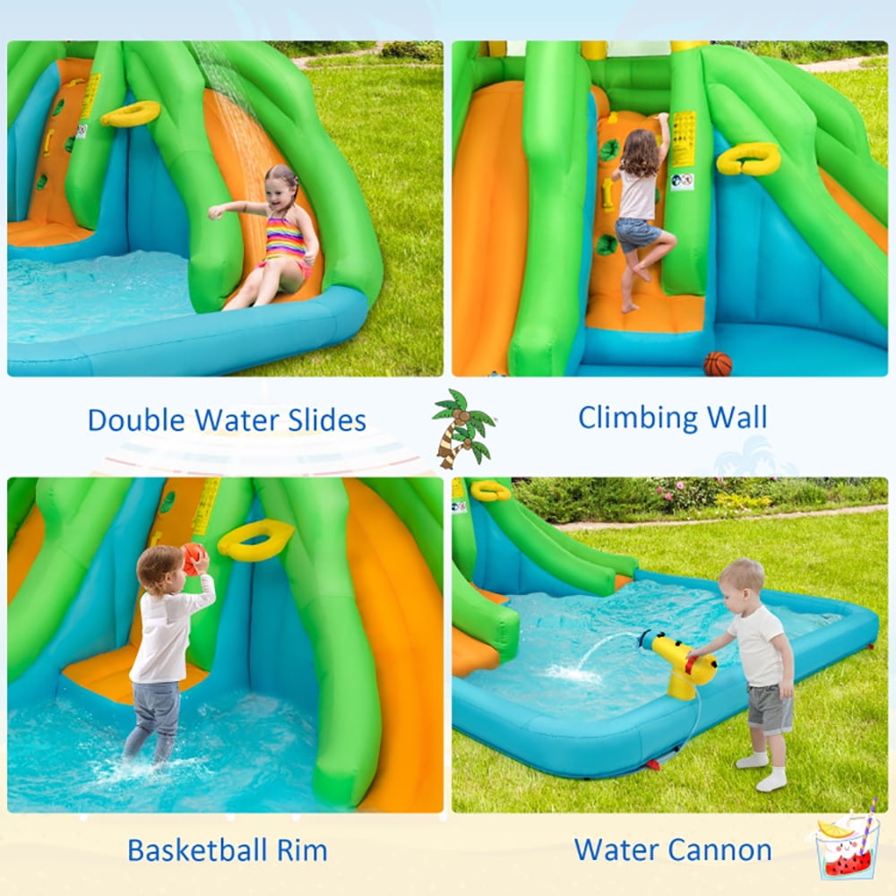 Aimee Lii Kids Inflatable Water Park Bounce House with 480W Blower, Bounce House Water Slide for Kids 5-10