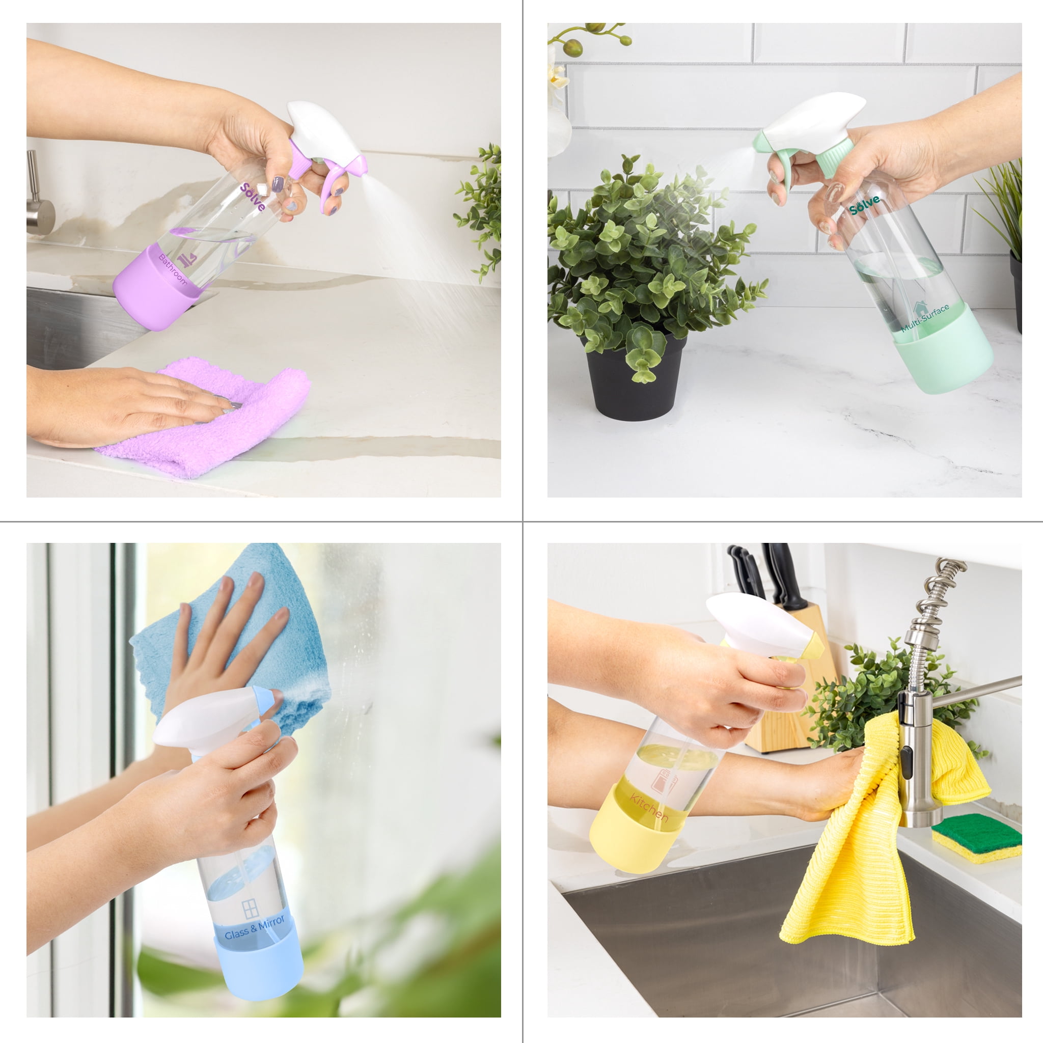 Smart Design 2-Pack Refillable Spray Bottles, 16.9 fl oz Each, Assorted Colors, Reusable and Multi-Use