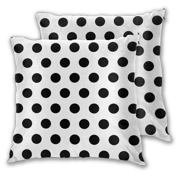 Throw Pillow Covers Set of 2 Black Polka Dot Pattern Soft Square Couch Decorative Pillow Covers for Living Room Bed 18"x18"