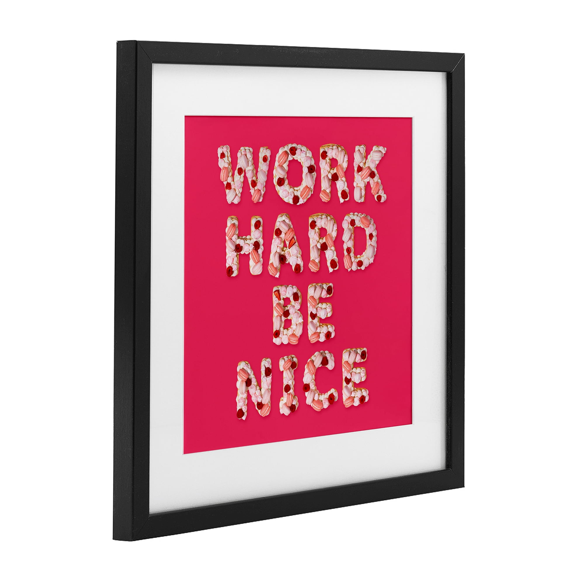 Work Hard Be Nice Black Framed Print Under Glass, design by LISH Creative