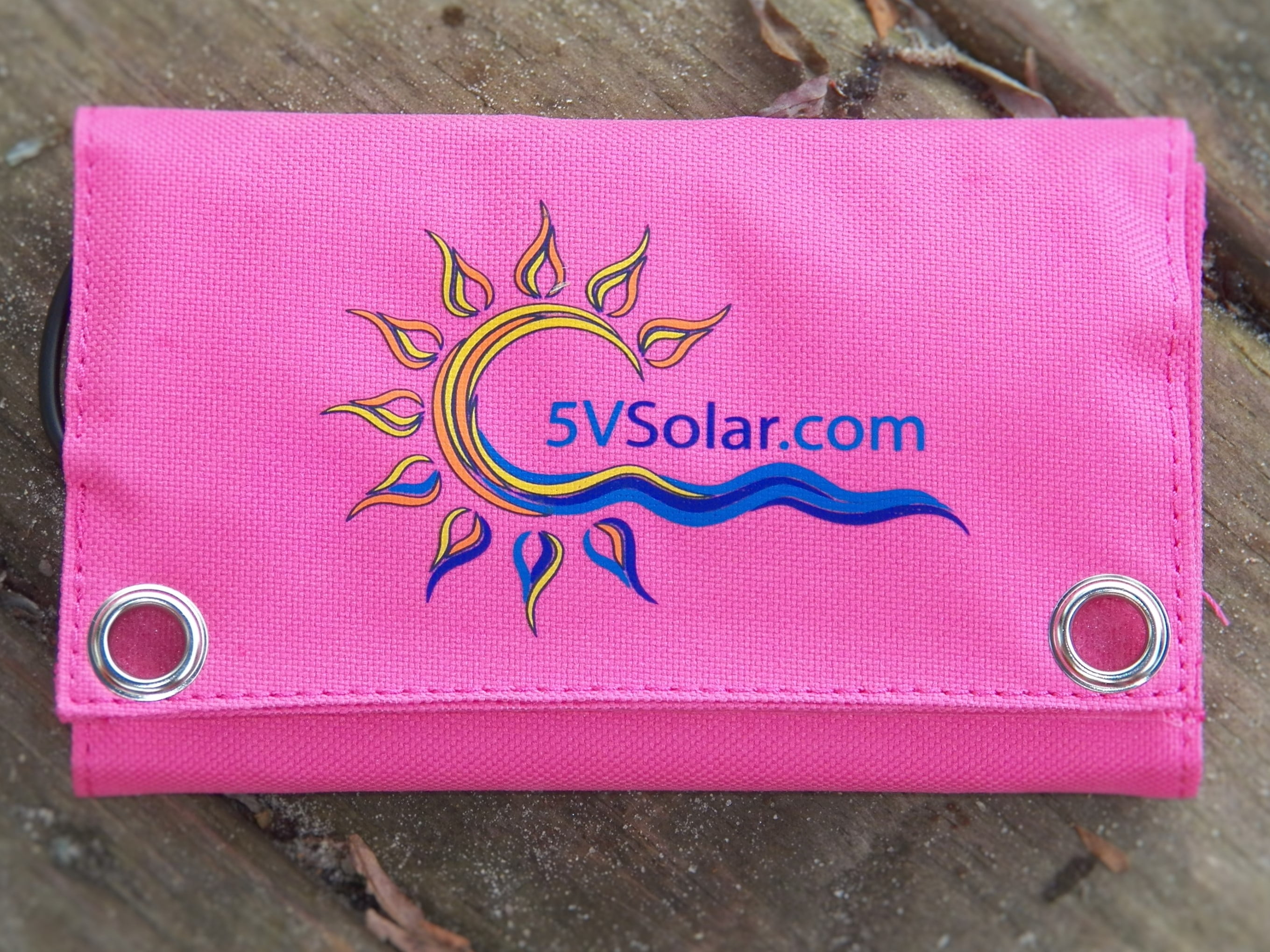 Helios Mini Folding Solar Charger with Power Bank, Pink