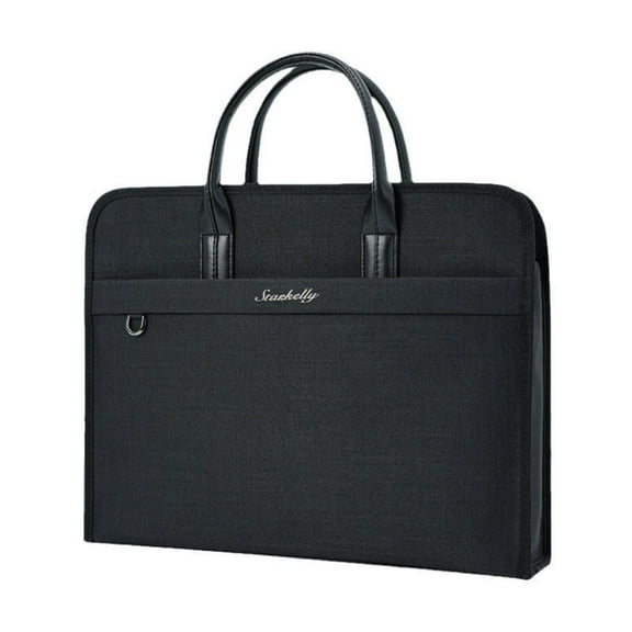 Professional Business Briefcase, Black, Laptop and Document Bag with Multiple Compartments