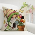 thumbnail image 4 of Hello Spring Gnome Decorative Throw Pillow Covers 18 x 18 Set of 4, Just Bloom Tulip Flower Green Porch Patio Outdoor Pillowcase, Floral Pot Butterfly Seasonal Cushion Case Home Decor, 4 of 5
