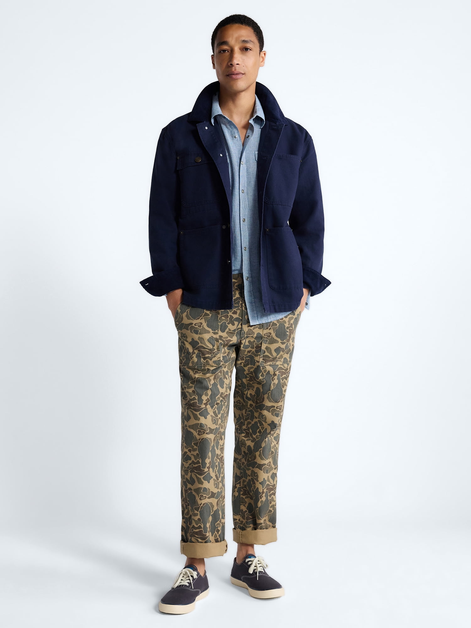 Free Assembly Men's Cotton Ranch Jacket with Long Sleeves, Sizes XS-3XL