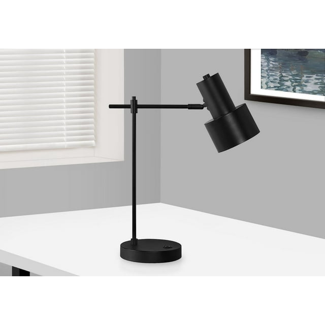 Monarch Specialties Lighting, 21"h, Table Lamp, Usb Port Included, Black Metal, Black Shade, Modern