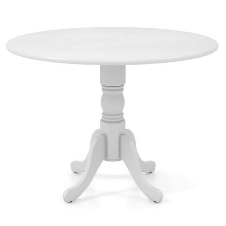 Wooden Dining Table with Round Tabletop and Trestle Legs