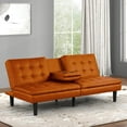 thumbnail image 2 of Furniture of America Fallein Orange Faux Leather Futon Sofa Bed with USB Ports, 2 of 2