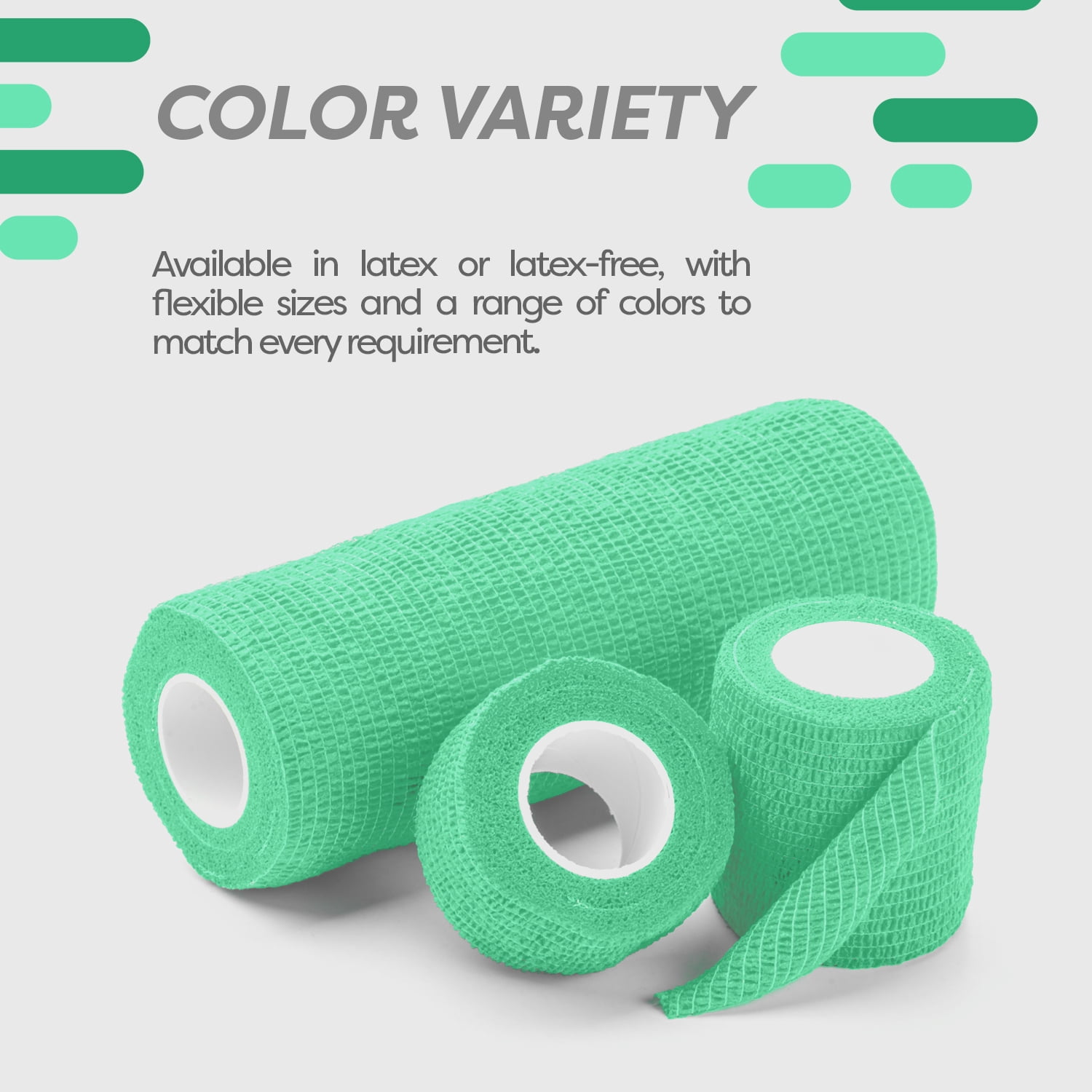 Dynarex Sensi-Wrap Self-Adhesive Bandages, 18-Pack, 4" x 5 yards, Green, Latex-Free, Colored Elastic Cohesive Athletic Tape, Tattoo Grip & Vet Wrap