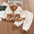 thumbnail image 2 of Nuevos pijamas gruesos y cálidos de otoño e invierno para niños, ropa de dormir de franela suave con bonitos dibujos animados para bebés, conjuntos de ropa informal para niños y niñas, pijamas, 2 of 2