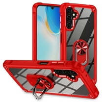 Mantto for Samsung Galaxy A54 5G (6.4 inch) Case with Metal Ring Kickstand Soft TPU Bumper Hard PC Back Clear Transparent Anti-Scratch Shockproof Slim Protective Phone Case,Red