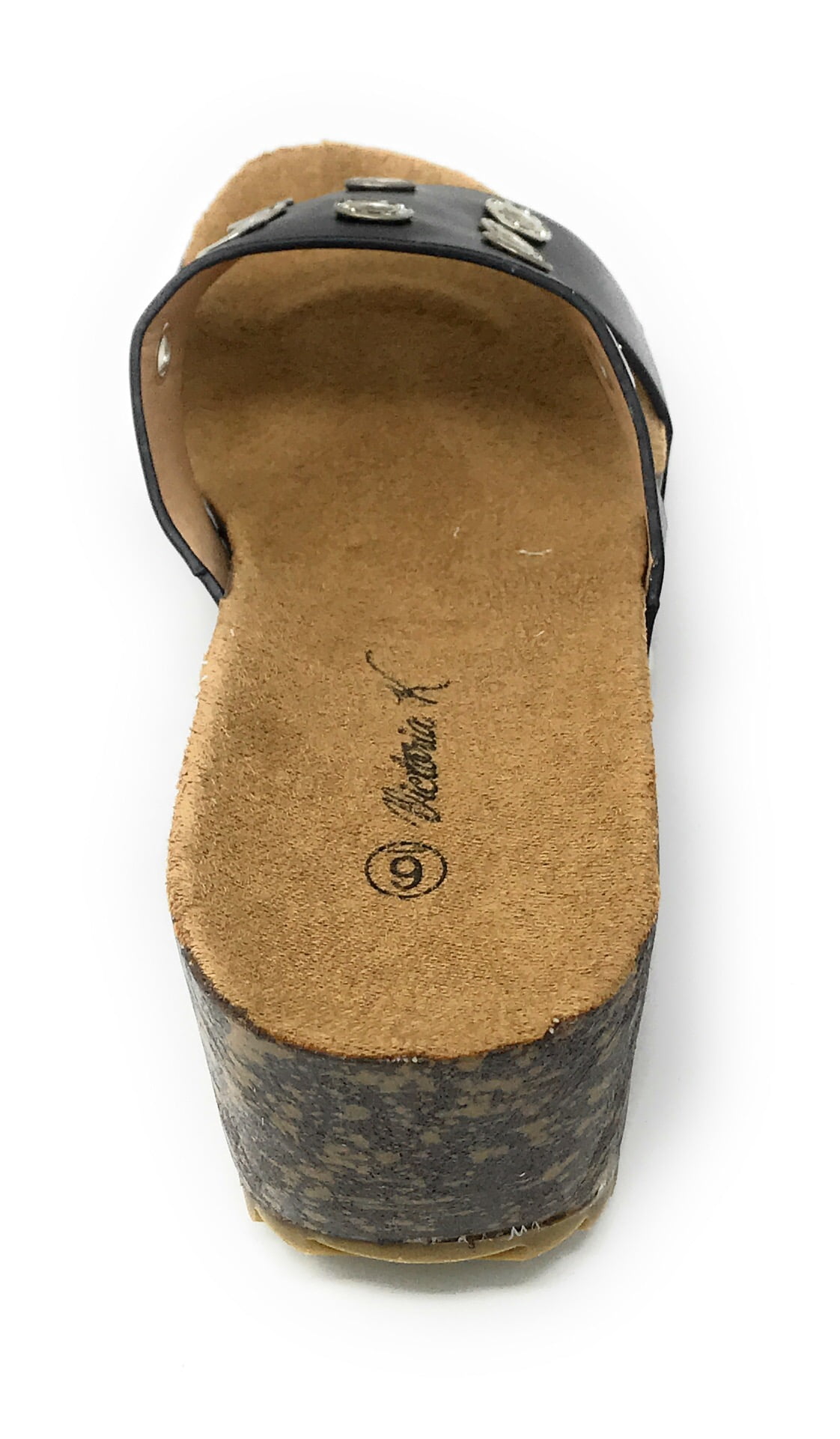 Victoria K Women's Circular Rhinestones Cork Wedge Sandals