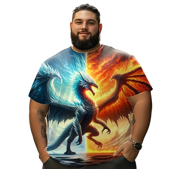 Men T Shirt for Big & Tall Man Graphic Short Sleeve Plus Size Oversized Tee Tshirts XL 3DTS10004
