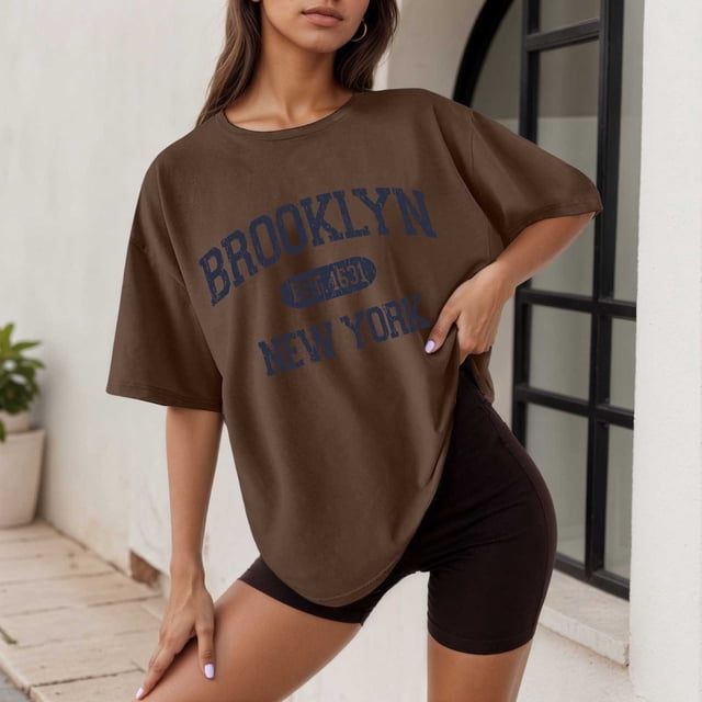 WILLBEST T-Shirt Canada pour Femme Décontracté Imprimé Col Rond Manches Courtes T-Shirt Ample