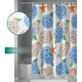 thumbnail image 3 of Shower Curtain Waterproof Shower Curtain for Bathroom,Bathtub,Shower, Blue Hydrangeas Flower Shell Orange Marine Life Shower Curtain Set with Hooks for Home Decoration 72x72 Inch, 3 of 6