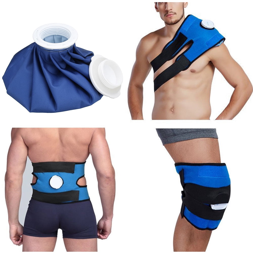 Ueasy Pain Relief Hot Cold Therapy Reusable Ice Bag Pack & Wrap for Head, Shoulder, Back, Knee (Pack of Ice Bag Wrap and Two Ice Bags and Two Elastic Bands)