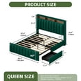 thumbnail image 4 of Uforic Upholstered Queen Size Bed Frame with Charging Station & Headboard, Platform Bed Frame with Drawers, Green, 4 of 8