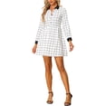 thumbnail image 1 of INSPIRE CHIC Vestido de Camisa de Cuadros de Manga Larga con Botones y Cuello de Punta para Mujer M Blanco, 1 of 5
