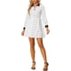 thumbnail image 1 of Vestido de camisa de manga larga de cuadros para mujer Inspire Chic, color blanco, 1 of 5
