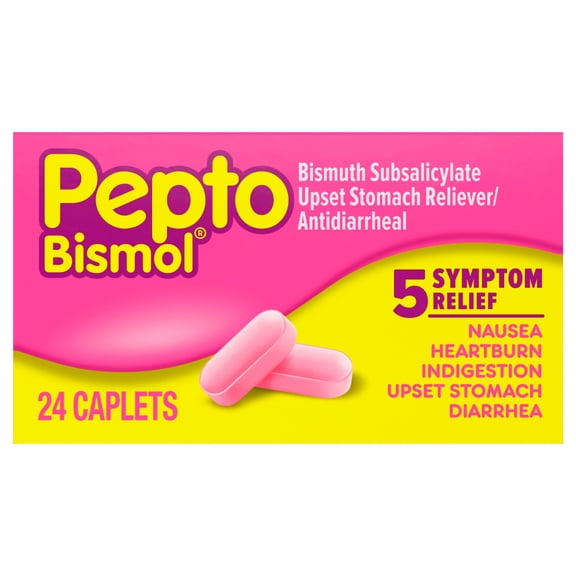 Pepto Bismol Caplets, Upset Stomach Relief, Stomach Relief, Anti-Diarrheal, 24 Count
