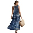 thumbnail image 2 of Xoenoiee Blue Mountain Tree Leaf Print Women Casual Loose Bohemian Dress with Pockets, Sleeveless Cotton Linen Long Maxi Summer Dress, Beach Vacation Boho Sundress 2026 Summer Outfits, Size S, 2 of 7