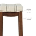 thumbnail image 6 of Linon Cessford 32" Backless Indoor Bar Stool, Rich Brown with Natural Striped Linen Fabric, Includes 1 Stool, 6 of 14
