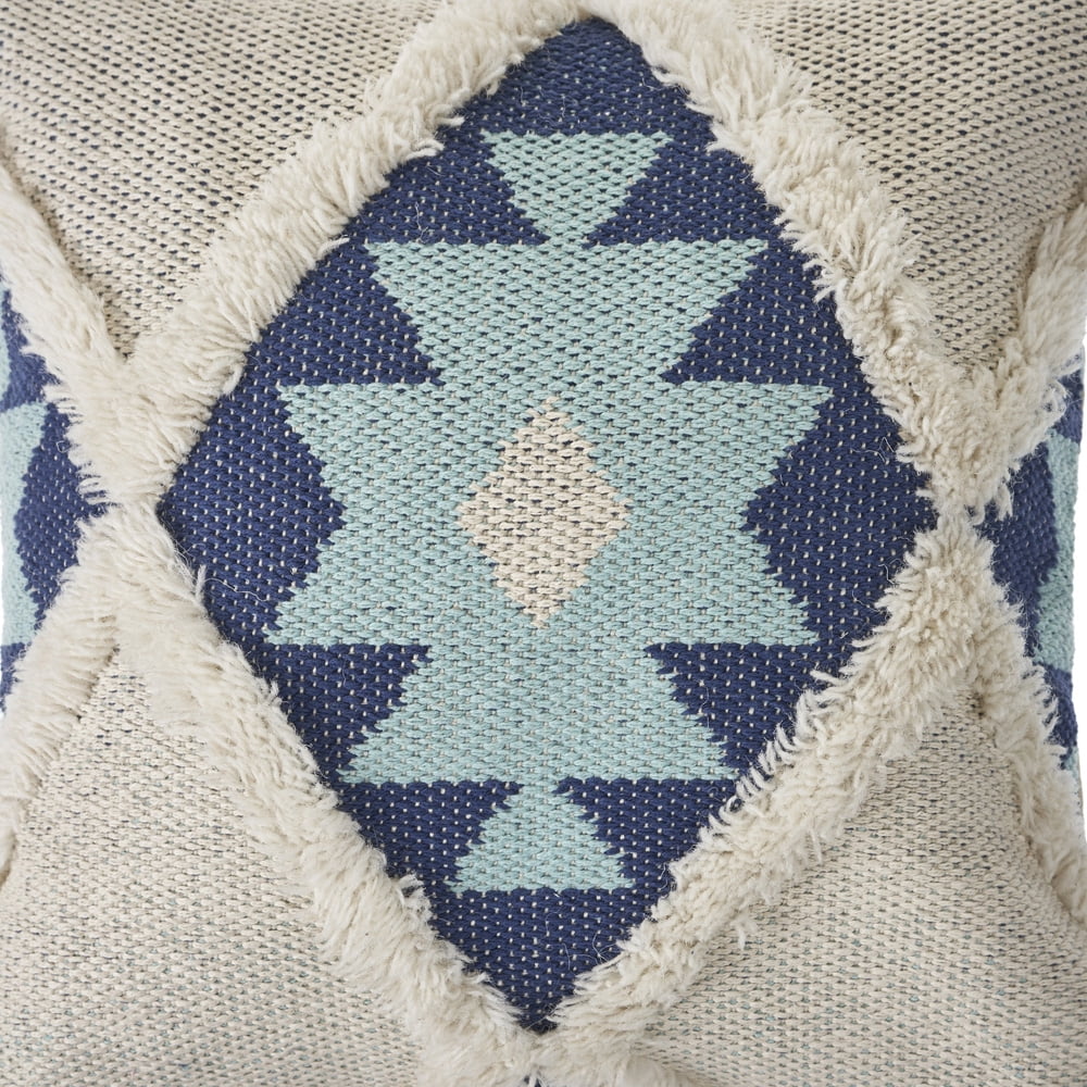 Harlow Hill Vintage Indigo Tribal Southwestern Cotton Blend Throw Pillow Cover, 20" x 20"