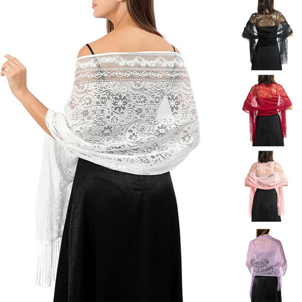 D-GROEE Soft Lace Shawls and Wraps for Evening Formal Dresses Scarf ...