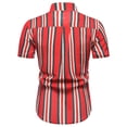 thumbnail image 3 of ZVNAΖH Mens Short Sleeve Button Down Shirts Casual Striped Ethnic Stand Up Shirts Hawaiian Beach Shirts Oversized Shirts, M-5XL, 3 of 7