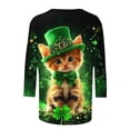 thumbnail image 5 of Lolmot T-Shirt à Col Rond Imprimé de la Saint-Patrick pour Femmes, Manches Trois Quarts 3/4, Coupe Ample, 5 of 5
