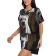 thumbnail image 2 of Naloa Dog Wrapped in Towel 1 Women's Short-Sleeved Pajama Set, Loungewear, Summer pajamas, Breathable Cozy - Medium, 2 of 9