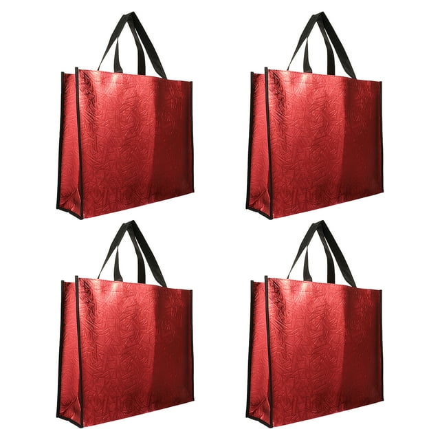 Miangastore Sacs d'Emballage pour Présente Sacs d'Épicerie Réutilisables Rouges 4 Pcs 15.6X12.6X4.3In
