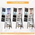 thumbnail image 4 of LVSOMT 3 LEDs Mirror Jewelry Cabinet, 60.4" Jewelry Mirror Full Length, Standing Lockable Jewelry Armoire Organizer, Floor Mirror with Storage for Jewelry Cosmetics, 4 of 4