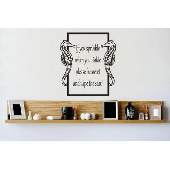 Custom Wall Decal Vinyl Sticker : Seahorse Water Aquarium Image Bedroom Bathroom Living Room Mural : 12 X12" -