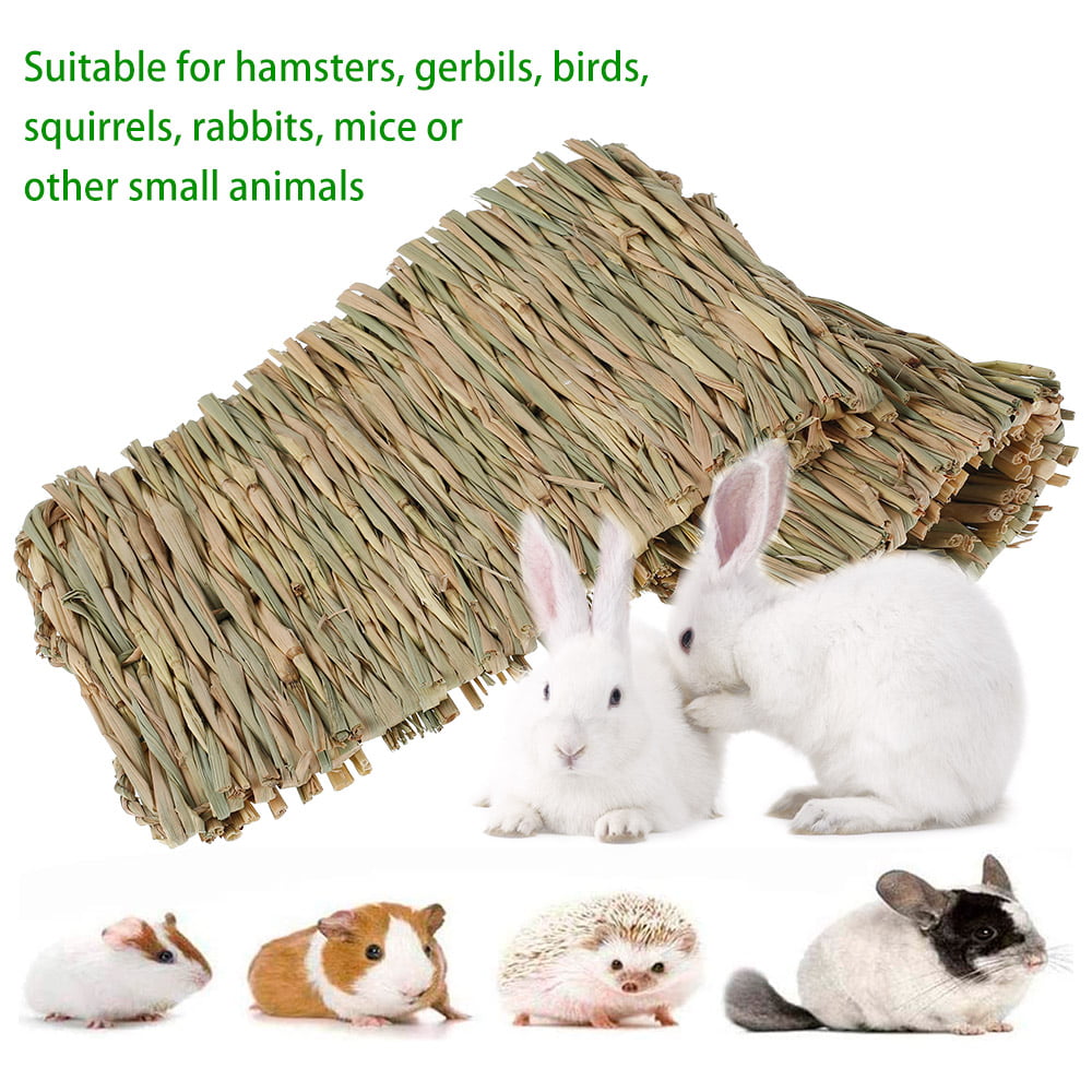 Hamster Natural Hay Woven Chew Toy Resting Pad for Gerbils Chinchillas Lmlly Rabbit Grass Mat Guinea Pigs Small Animals Ferret Bunny