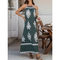 thumbnail image 4 of Summer Dress for Women 2025 Floral Sundress Spaghetti Strap Flowy Beach Vacation Boho Maxi Dresses Green L, 4 of 9