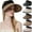 Beige, variant on Women Sun Visor Hats Wide Brim Straw Visors Foldable Beach Visors Summer Roll Up Ponytail Beach Hat